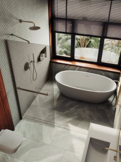 Душевая перегородка MaybahGlass MGD-727-2ш 79см бронза